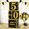 3pcs 50th Birthday Decorations Boxes for Men Women, Black Gold Happy 50 Birthday Balloons Boxes Party Supplies, 50 Year Old Bday Theme Cardboard Box